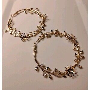 Gold Plated 2.75" Flower Hoop Earrings
